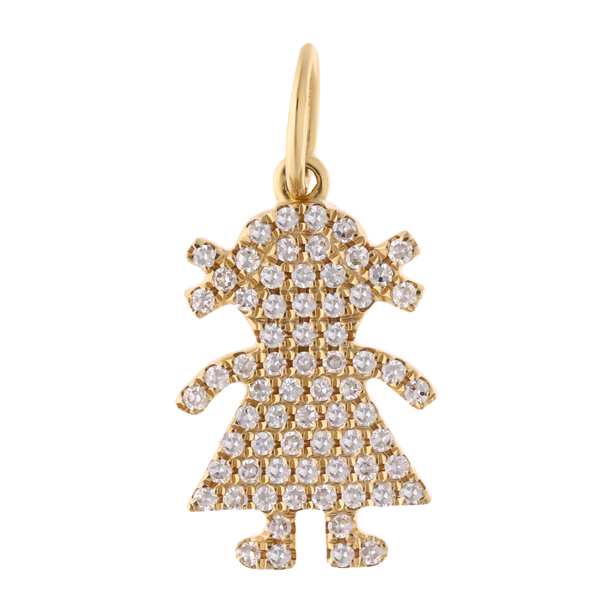 Dije niña coletas brillantes 14K