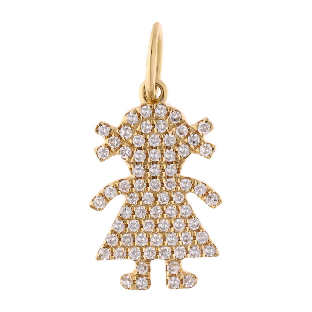 Dije niña coletas brillantes 14K