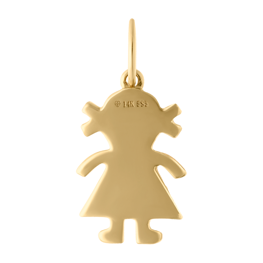 Dije niña coletas brillantes 14K