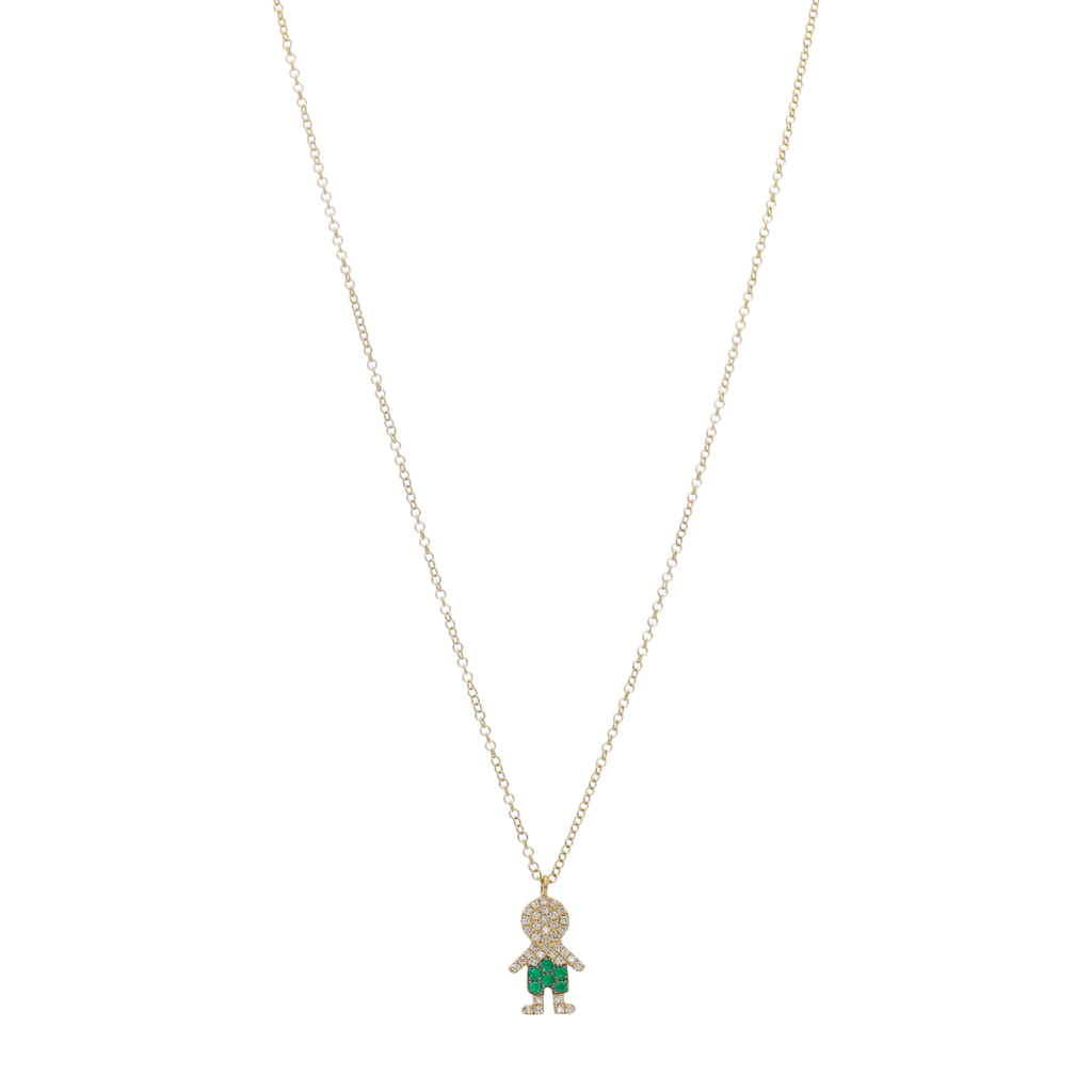Collar niño short esmeraldas y brillantes 14K
