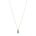 Collar niño short esmeraldas y brillantes 14K