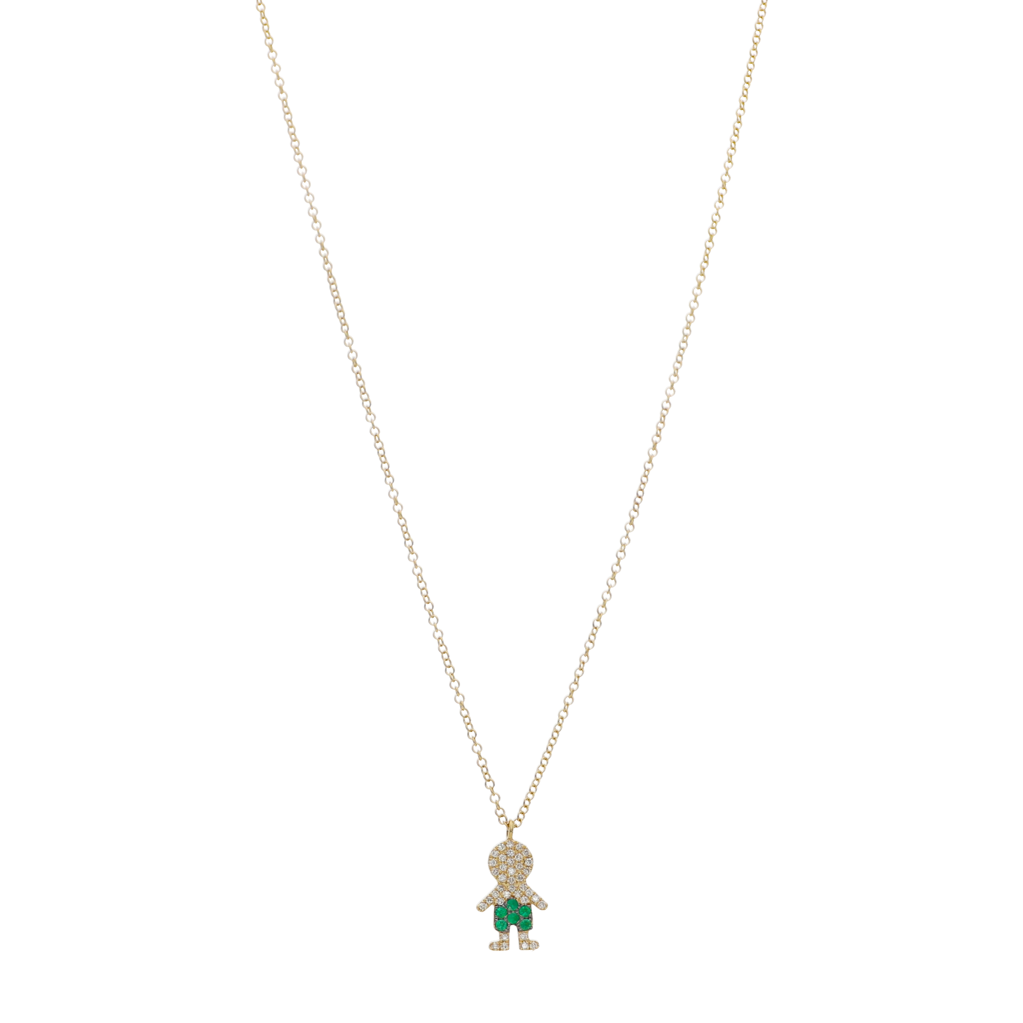 Collar niño short esmeraldas y brillantes 14K