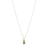 Collar niño short esmeraldas y brillantes 14K