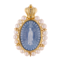 Medalla Guadalupe ágata y perlas 14K