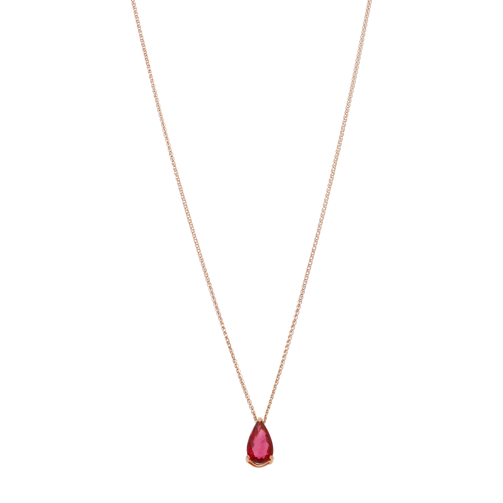 Collar turmalina rosa gota oro rosa 14K