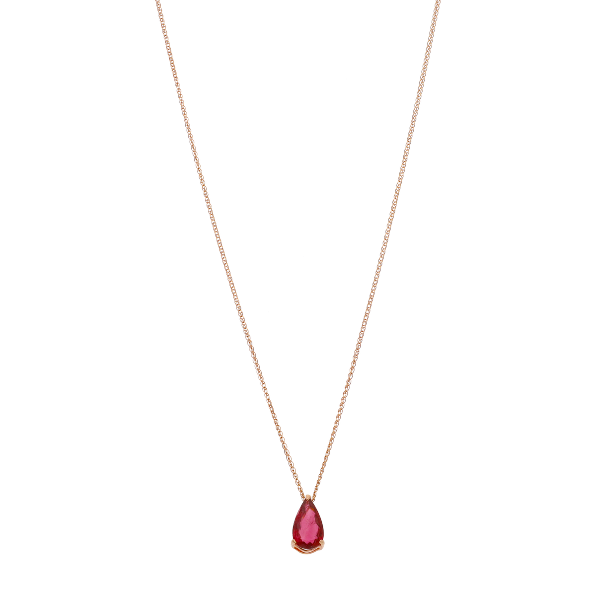 Collar turmalina rosa gota oro rosa 14K
