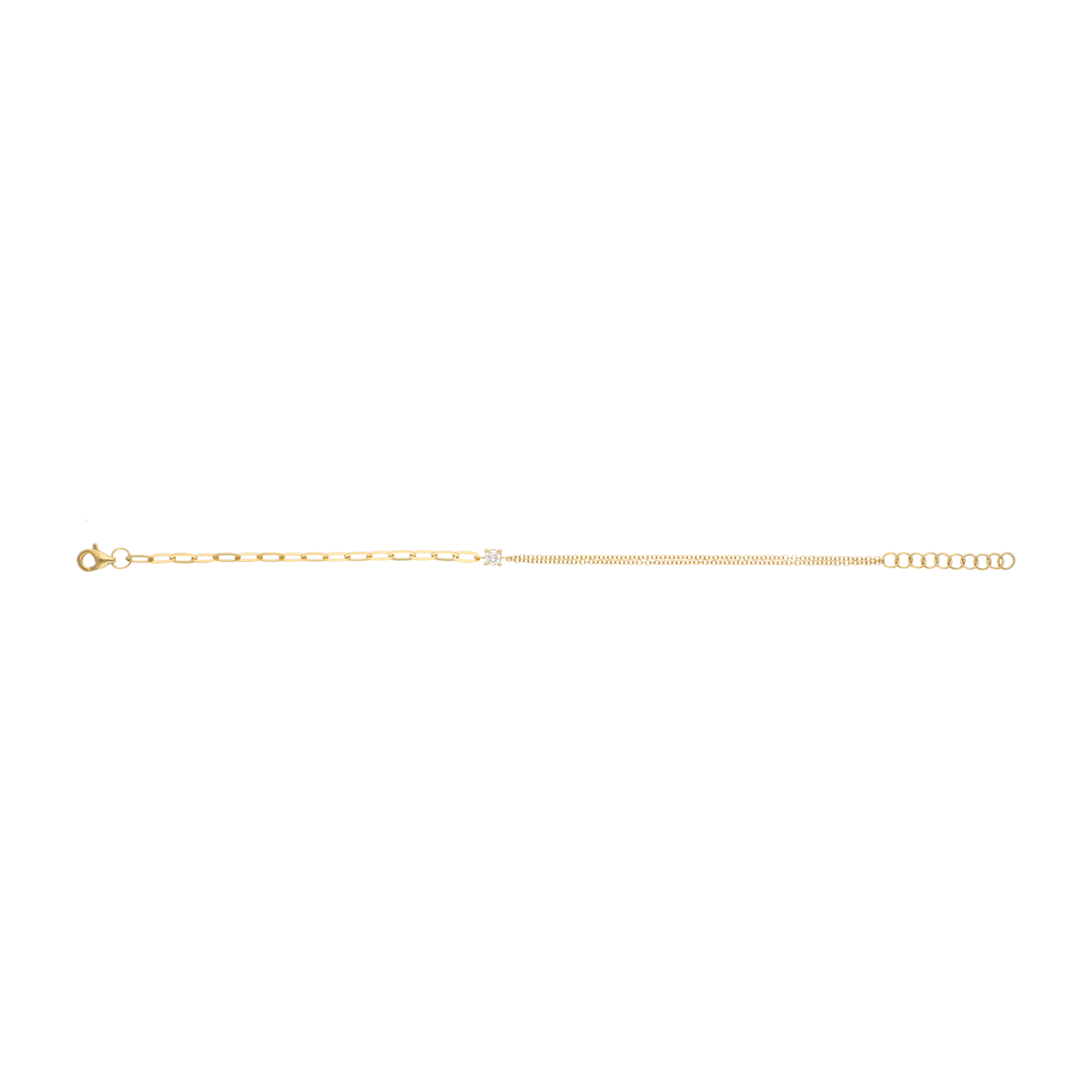 Pulsera cadena eslabones brillante 0.12ct 14K