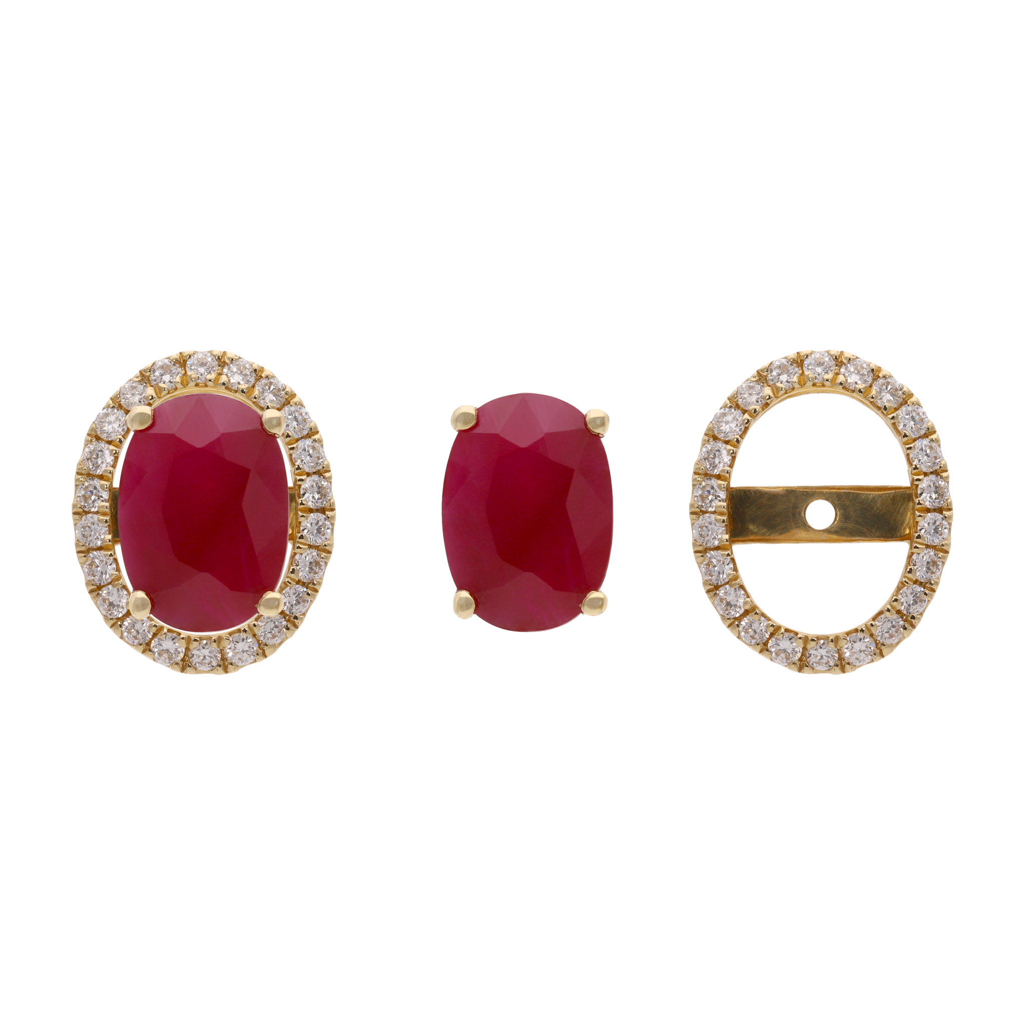 Broquel construíble esmeralda/rubí/zafiro 14K