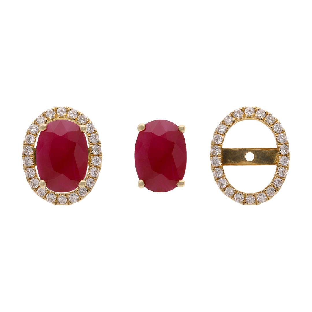 Broquel construíble esmeralda/rubí/zafiro 14K