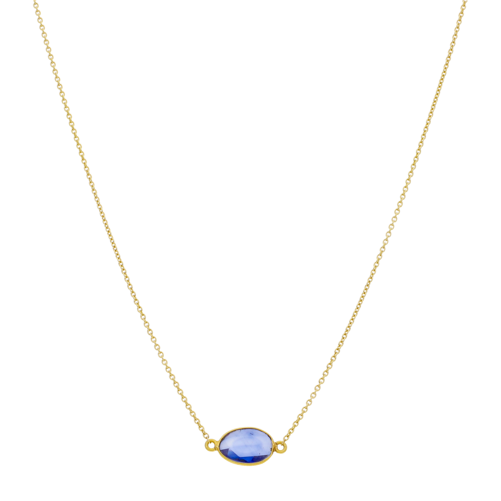Collar zafiro biselado 14K