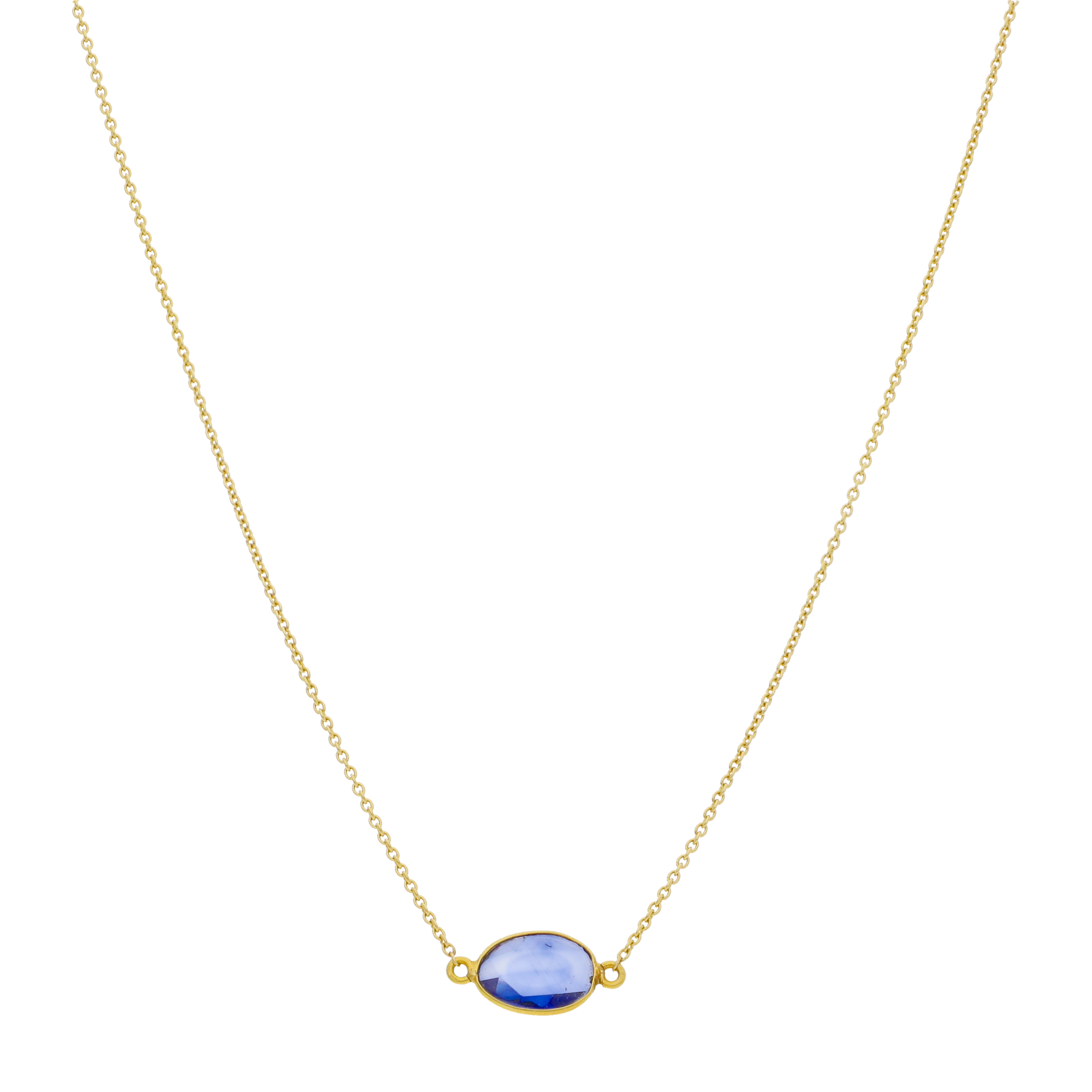 Collar zafiro biselado 14K