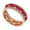 Anillo rubí y brillantes oro rosa 14K