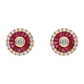 Broquel rubí y brillantes oro rosa 14K