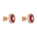 Broquel rubí y brillantes oro rosa 14K