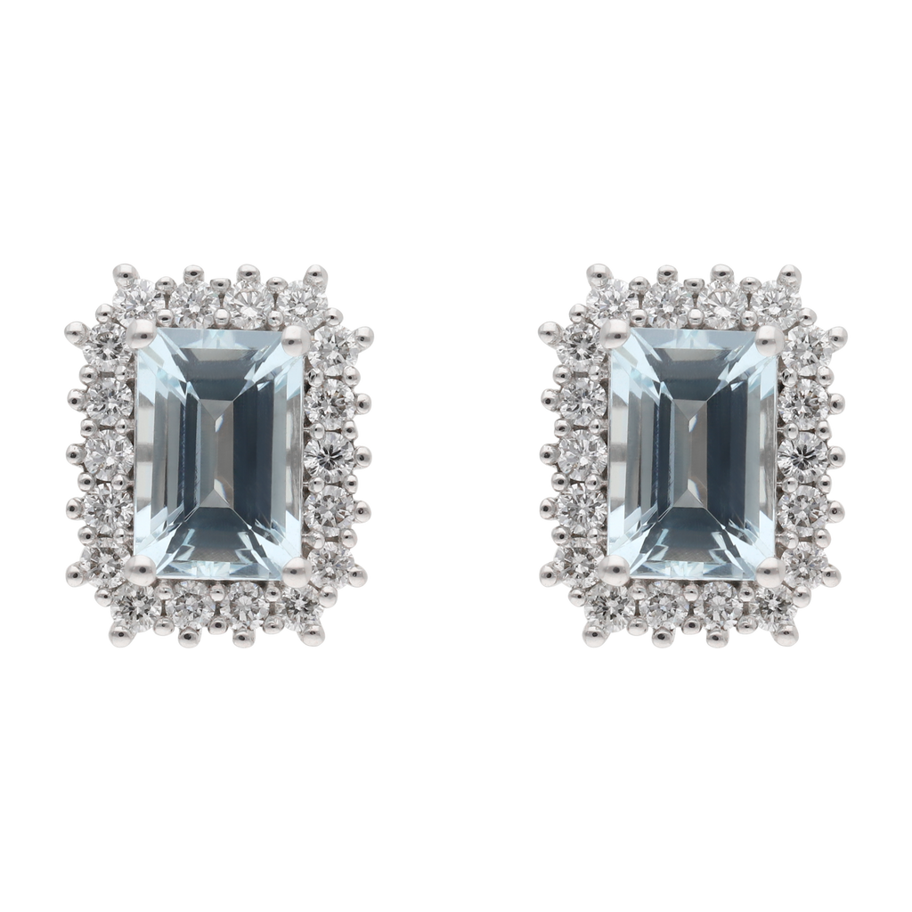 Broquel aguamarinas 1.30ct brillantes 14K