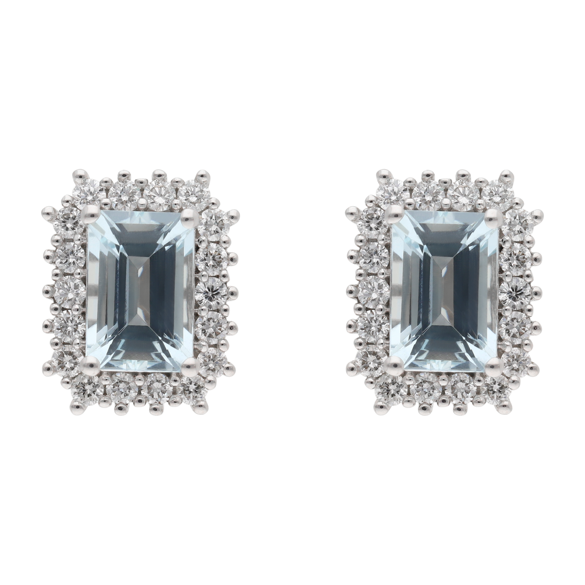 Broquel aguamarinas 1.30ct brillantes 14K