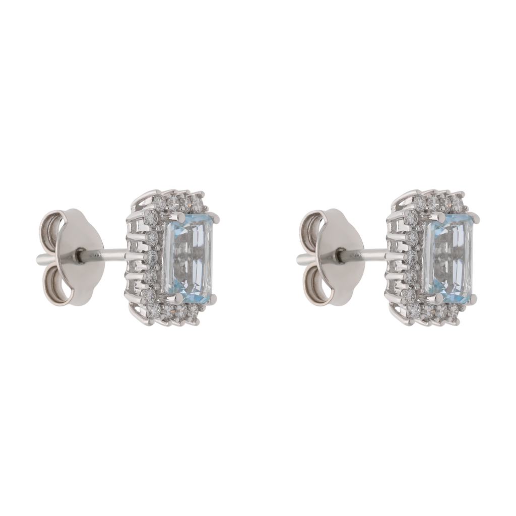 Broquel aguamarinas 1.30ct brillantes 14K