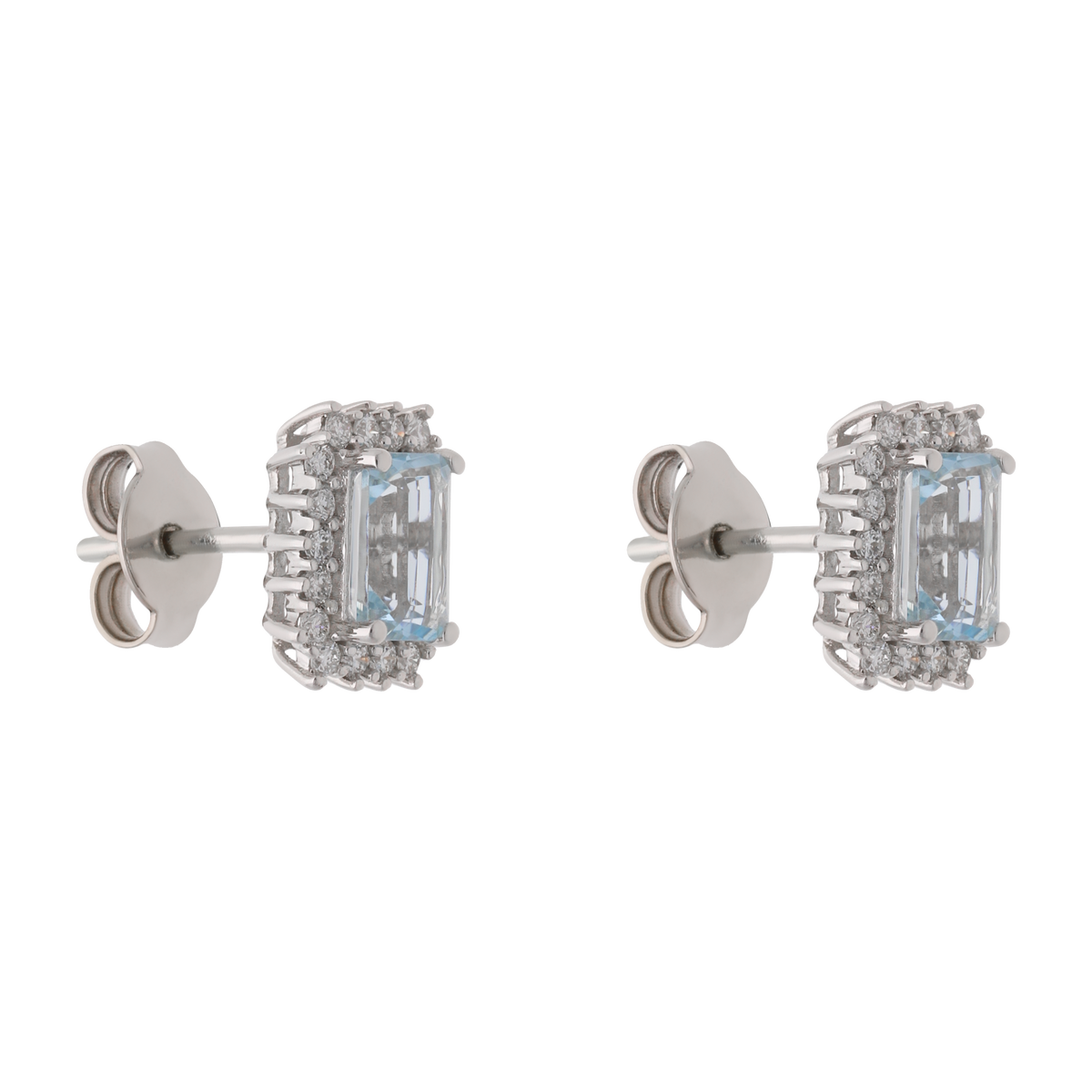 Broquel aguamarinas 1.30ct brillantes 14K