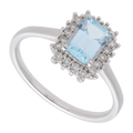 Anillo aguamarina y brillantes 14K