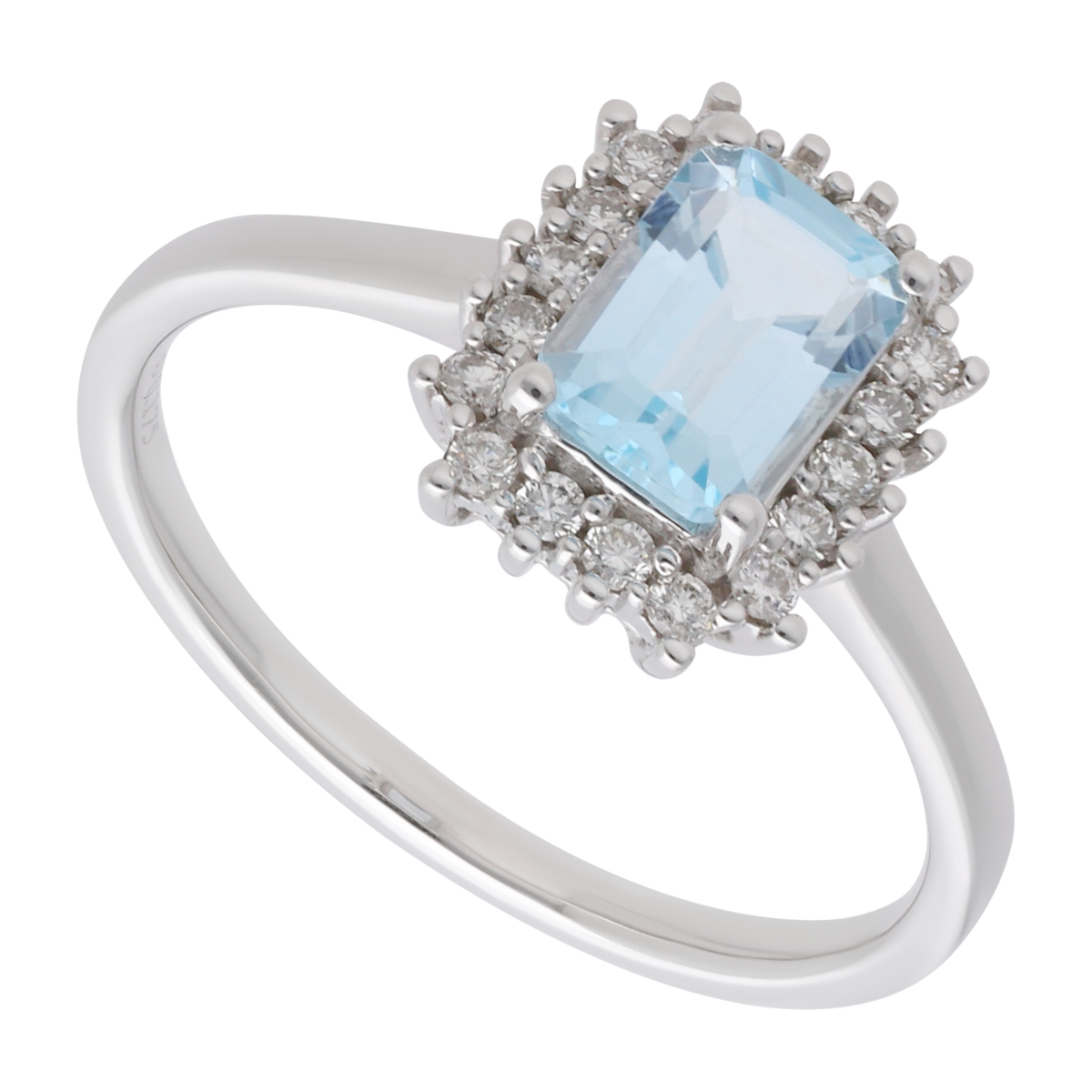 Anillo aguamarina y brillantes 14K