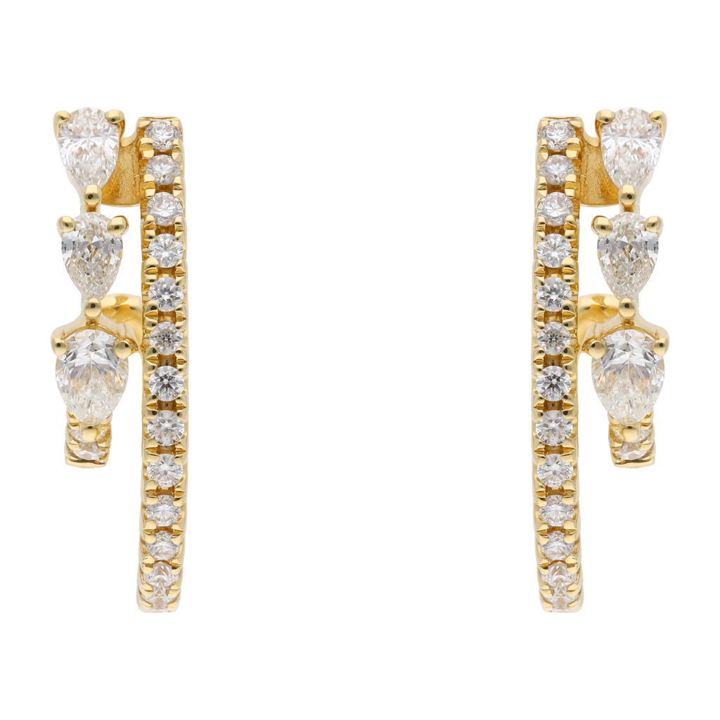 Medias huggies dos líneas diamantes gota 14K
