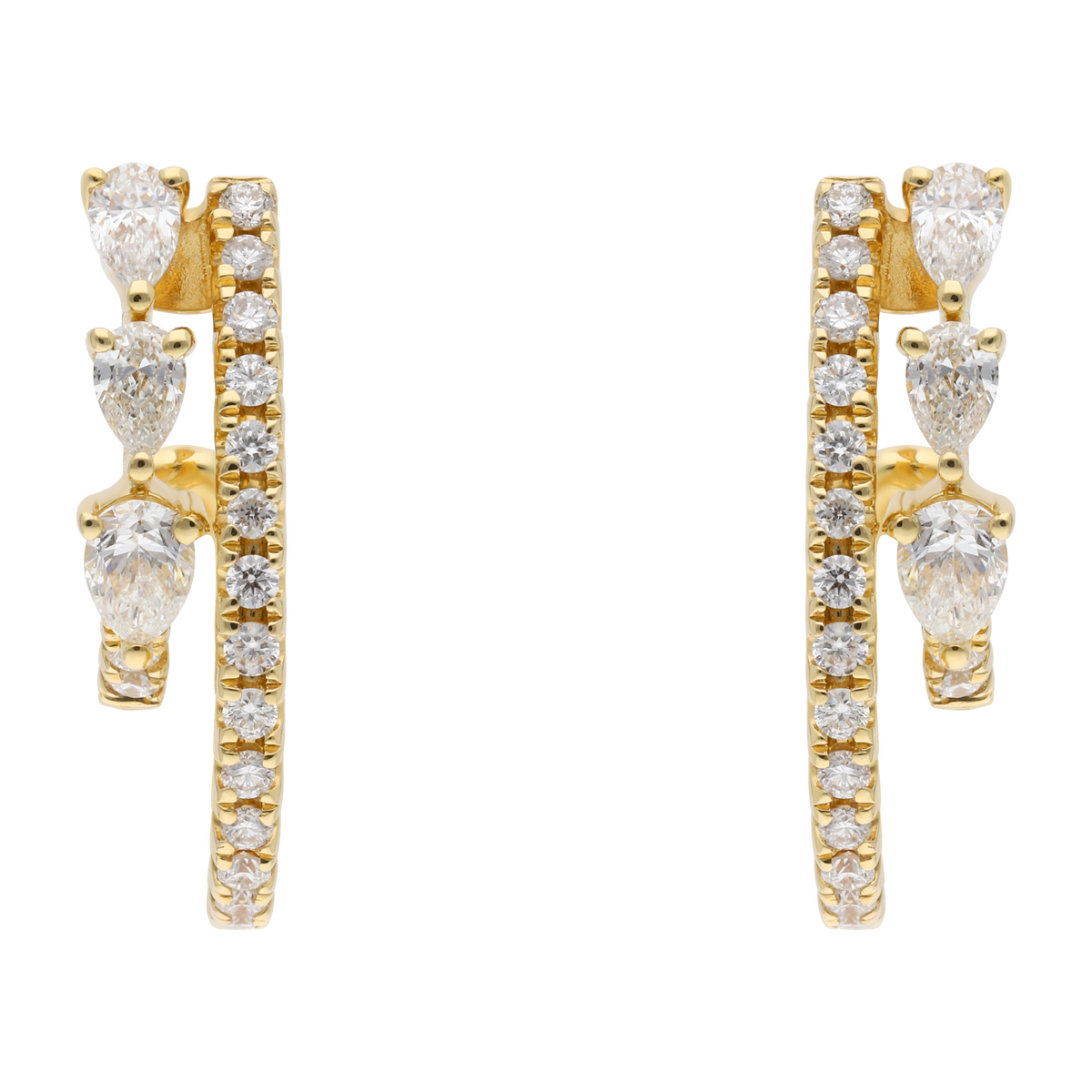 Medias huggies dos líneas diamantes gota 14K