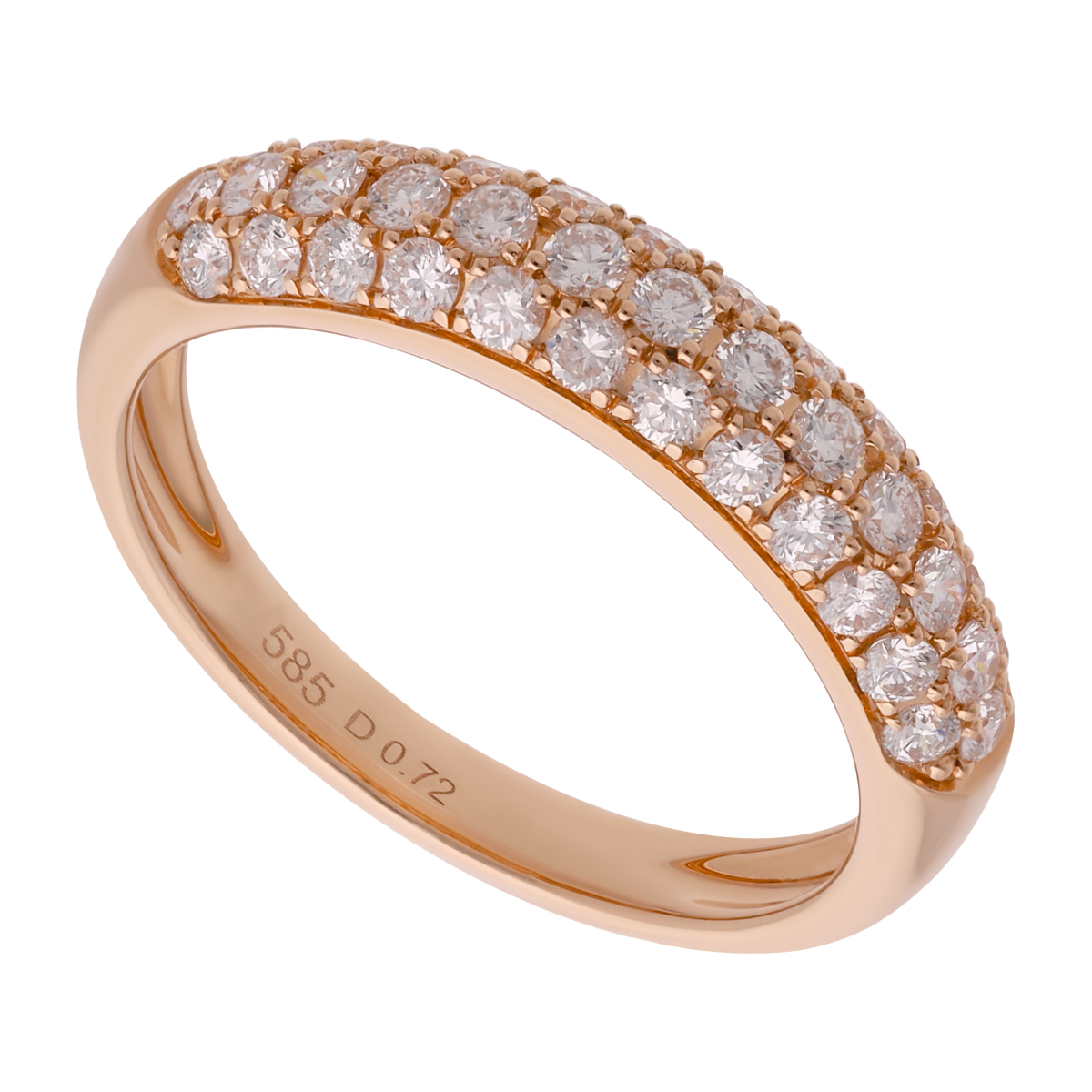 Anillo diamantes pave oro rosa 14K