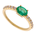 Anillo esmeralda/rubí oval y brillantes 14K