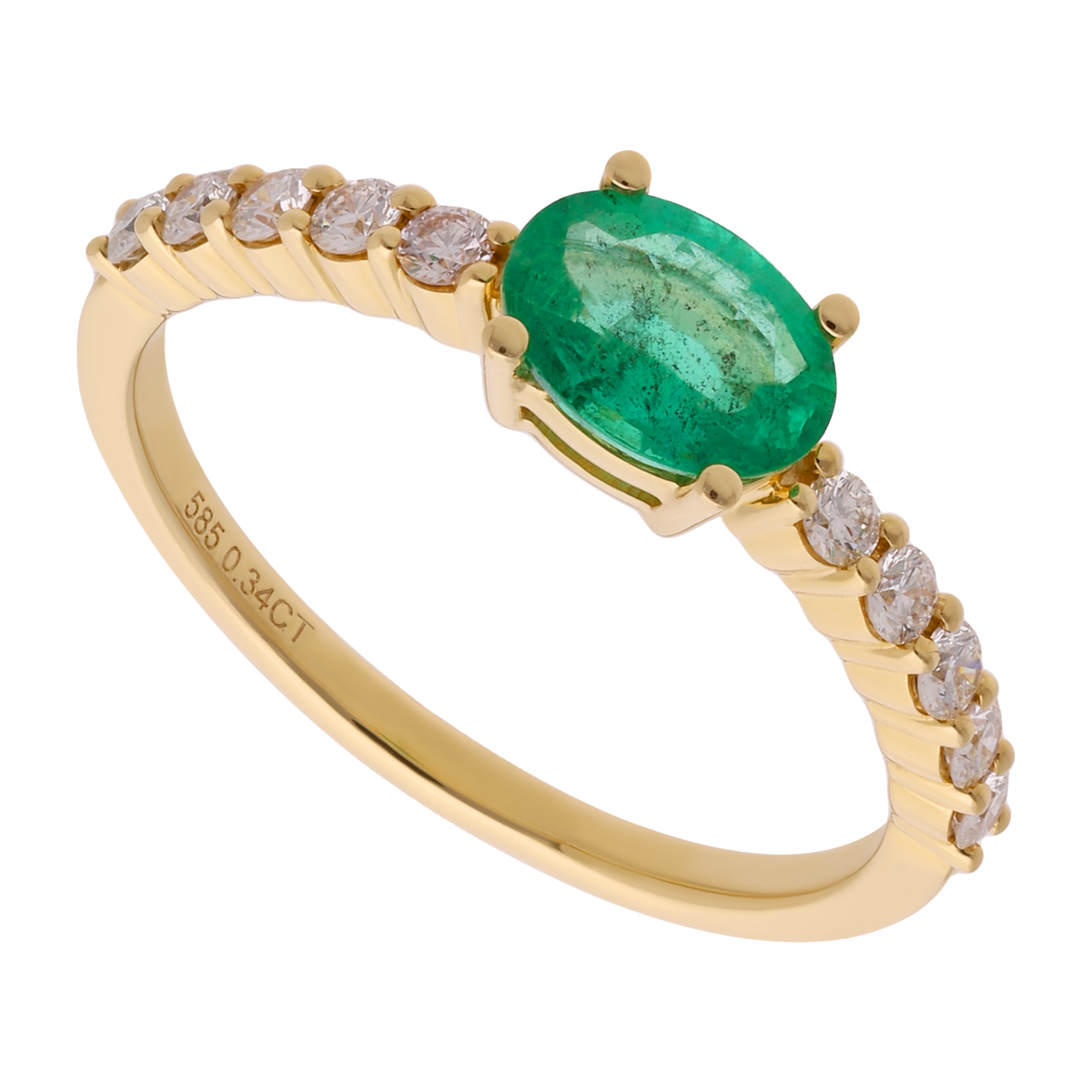 Anillo esmeralda/rubí oval y brillantes 14K