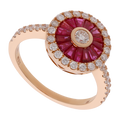 Anillo rubí y brillantes oro rosa 14K