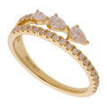 Anillo dos líneas diamantes gota 14K