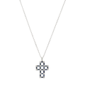 Collar dije cruz zafiros y brillantes 14K