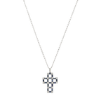 Collar dije cruz zafiros y brillantes 14K
