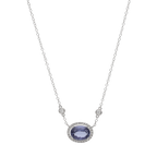 Collar tanzanita oval 2.66ct y brillantes 18K