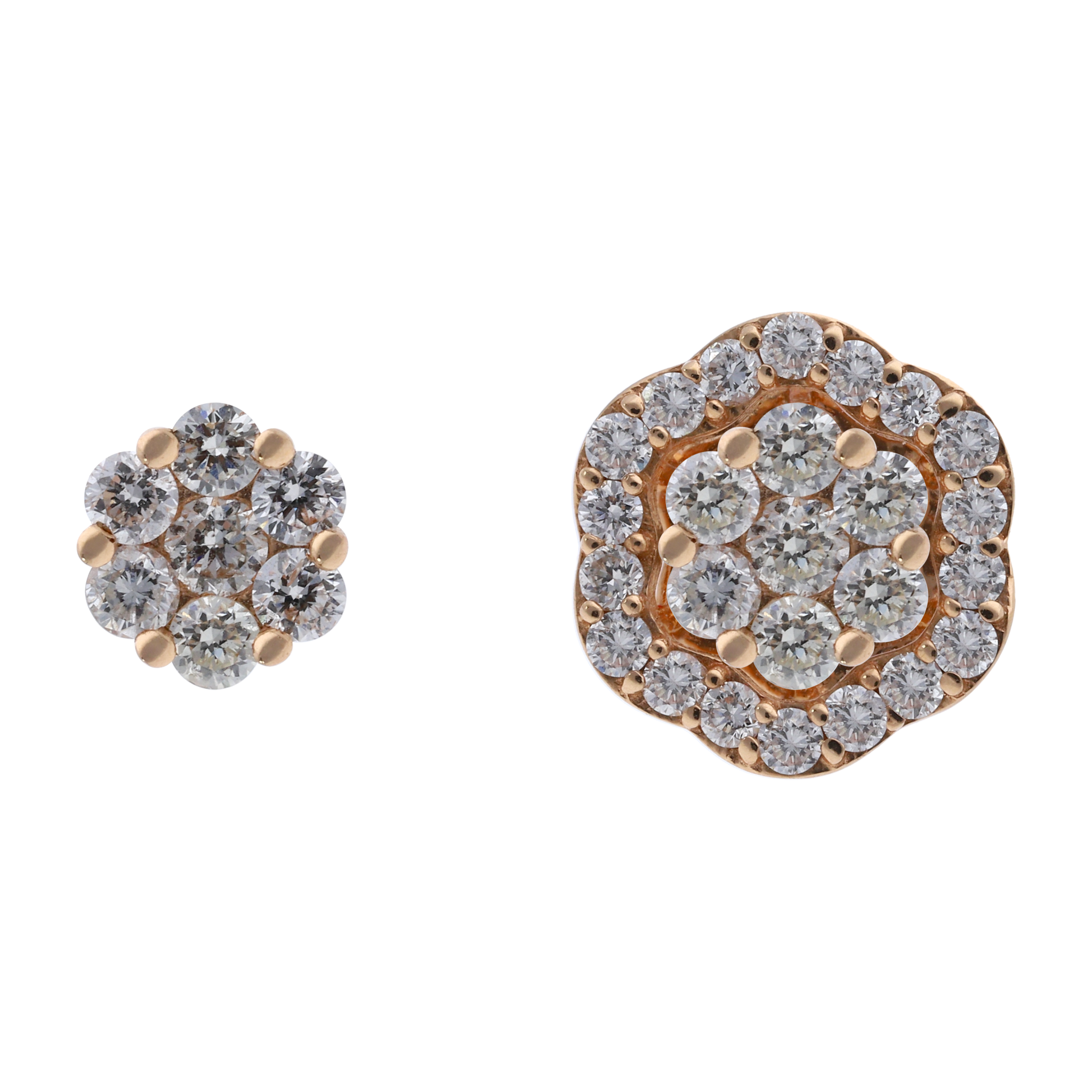 Broquel flor construible brillantes oro rosa 14K