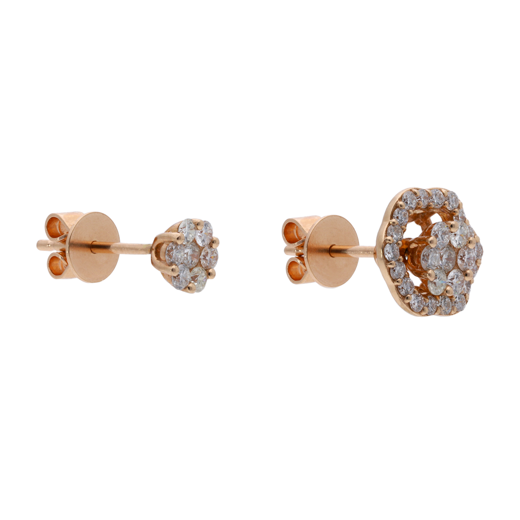 Broquel flor construible brillantes oro rosa 14K
