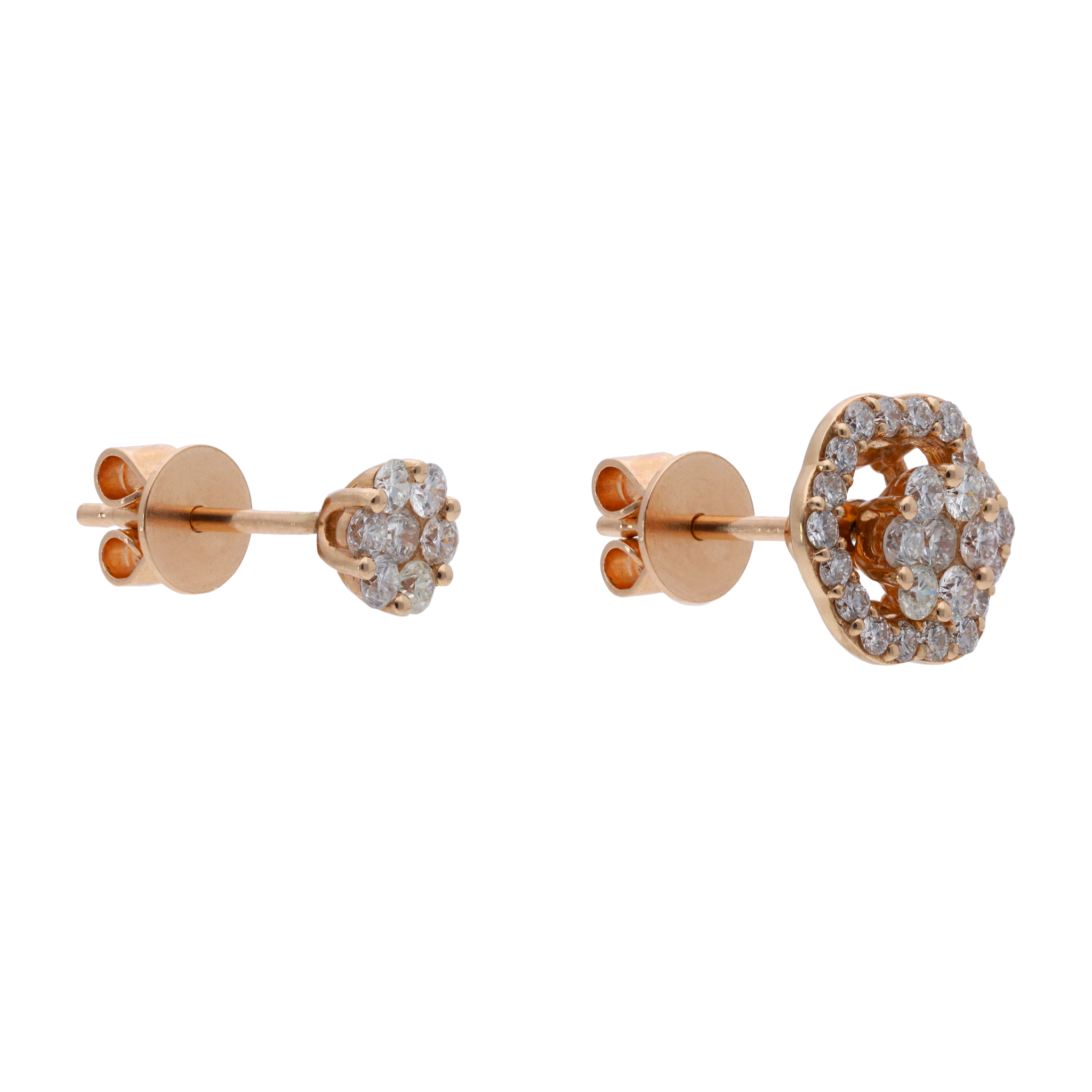 Broquel flor construible brillantes oro rosa 14K