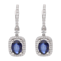 Aretes largos zafiros y brillantes 14K