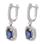 Aretes largos zafiros y brillantes 14K