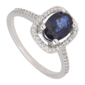 Anillo zafiro y brillantes 14K
