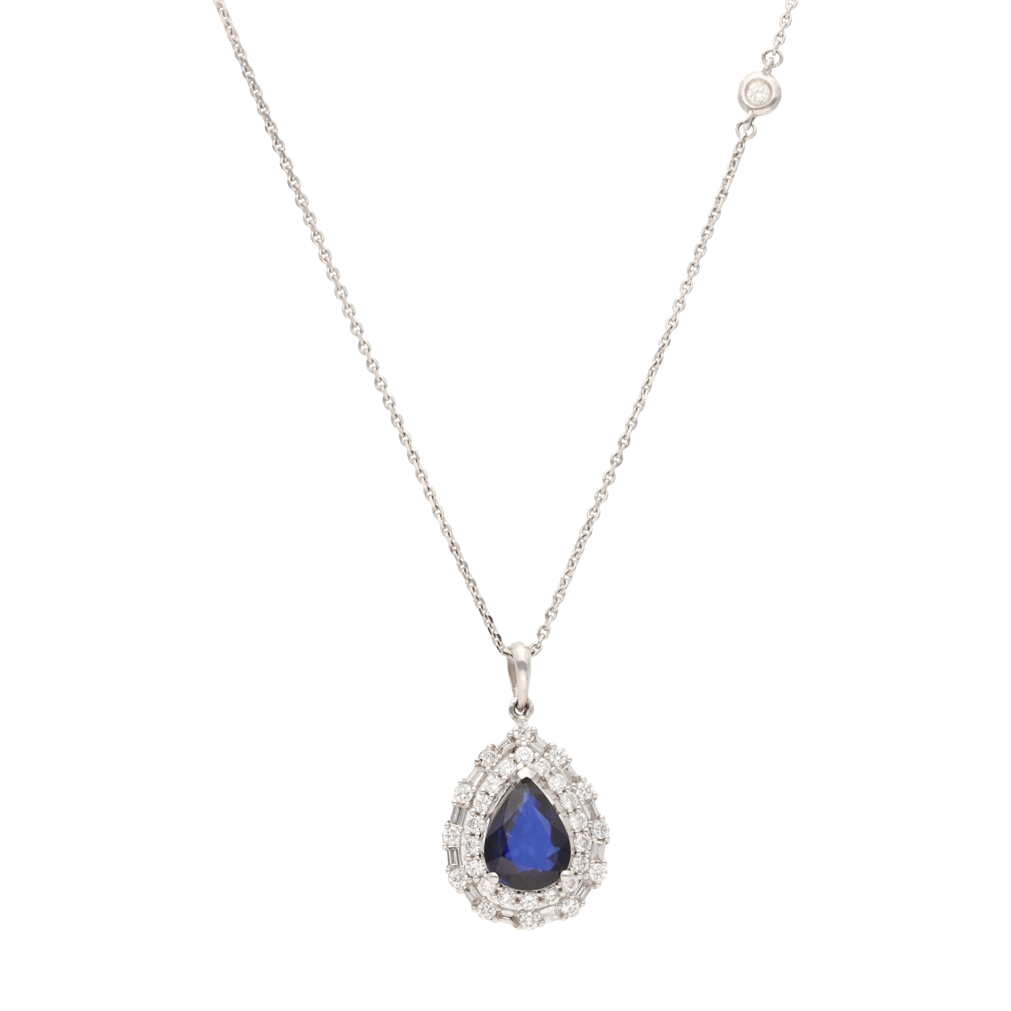 Collar zafiro pera y diamantes 18K