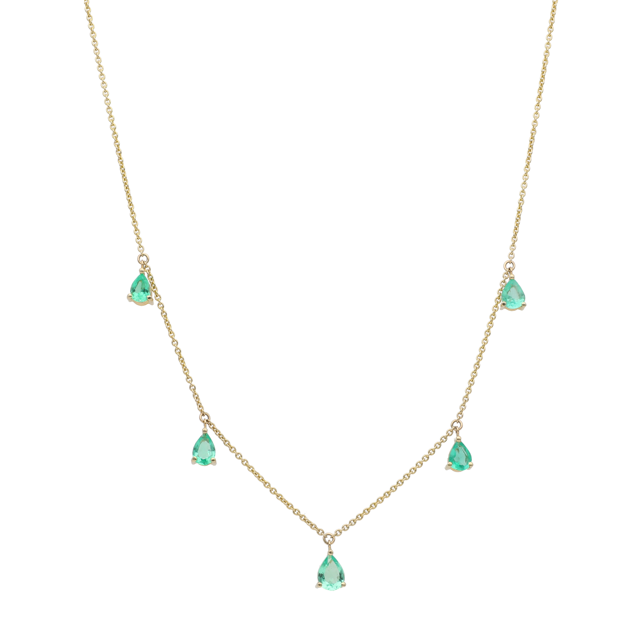 Collar esmeraldas colgantes 14K