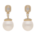 Aretes largos 18K diamantes y calabazo 13mm