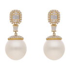 Aretes largos 18K diamantes y calabazo 13mm