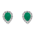 Broquel esmeralda gota y brillantes 18K