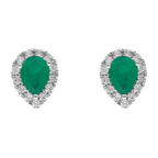 Broquel esmeralda gota y brillantes 18K
