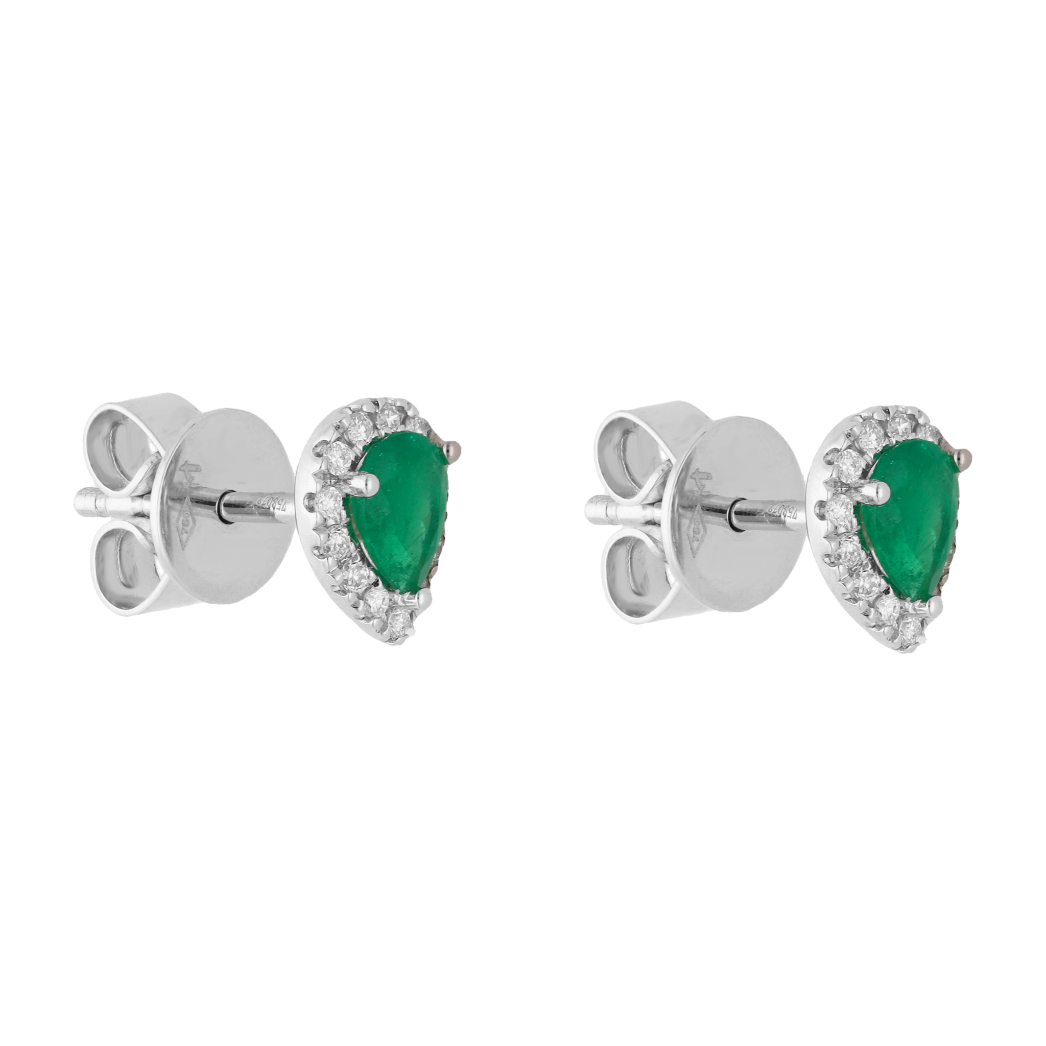 Broquel esmeralda gota y brillantes 18K