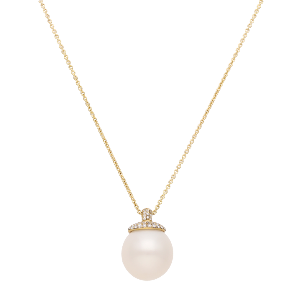 Collar calabazo diamantes pave 18K