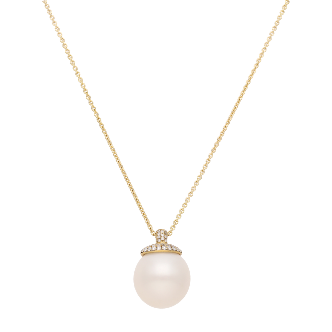 Collar calabazo diamantes pave 18K