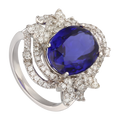 Anillo tanzanita grande AAA y diamantes 18K
